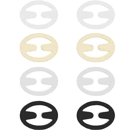 Irikdescia® 8 Stück BH-Träger Clips, Oval Racerback-BH-Clips Set, für Brautkleider, Fitnesssport, Verhindern Schultergurte Rutschen (Hautfarbe, Weiß, Schwarz, Transparent) von Irikdescia