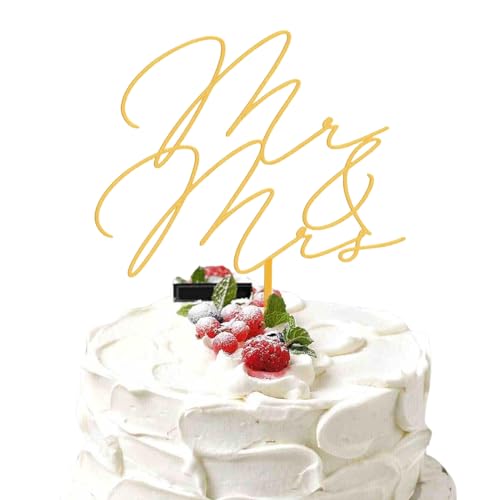 Irikdescia® Mr & Mrs Cake Topper, Elegante Hochzeitstorten Dekoration, Einzigartiges Design, für Hochzeiten, Geschenke, Hochzeitstag, Machen Sie den Kuchen noch Strahlender(Gold) von Irikdescia