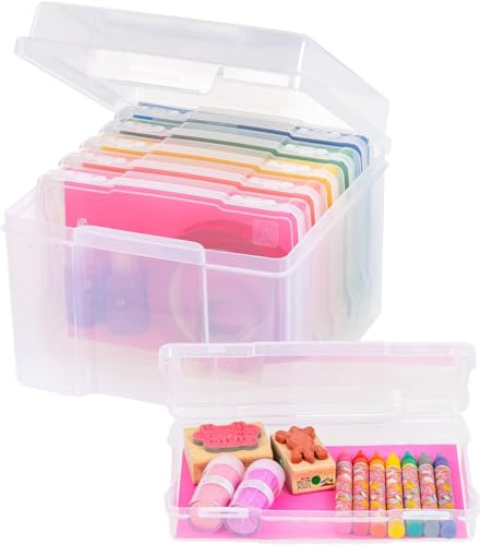 IRIS USA 12,7 x 17,8 cm Foto-Aufbewahrungsbox, Bastelhalter, transparenter Behälter mit 6 Organisationshüllen für Bilder, Handwerk, Scrapbooking, Schreibwarenaufbewahrung, Schutz und Organisation von Iris Ohyama