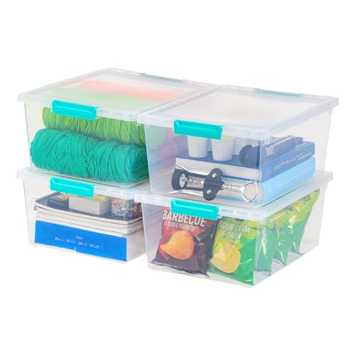 IRIS USA 12 Qt. Große tiefe Clip-Box, 4 Stück, transparente Kunststoff-Aufbewahrungsbehälter mit Verriegelungsdeckel, Organizer-Lösung für Zuhause, Büro und Klassenzimmer, stapelbar, Nestbar, IRIS USA 12 Qt. Große tiefe Clip-Box, 4 Stück, transparente Kunststoff-Aufbewahrungsbehälter mit Verriegelungsdeckel, Organizer-Lösung für Zuhause, Büro und Klassenzimmer, stapelbar, Nestbar, von Iris Ohyama