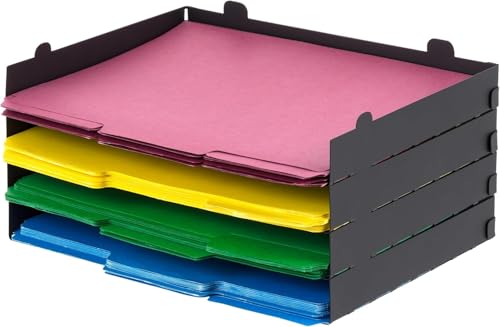 IRIS USA Metall-Briefablage, Papier-Organizer, 4 Stück, für Briefe/A4-Aktenhalter, Papierkorb, stapelbar, Schreibtisch-Ordner, Papierkorb, Regal für Bürobedarf, Heimarbeit, Schwarz IRIS USA Metall-Briefablage, Papier-Organizer, 4 Stück, für Briefe/A4-Aktenhalter, Papierkorb, stapelbar, Schreibtisch-Ordner, Papierkorb, Regal für Bürobedarf, Heimarbeit, Schwarz von Iris Ohyama