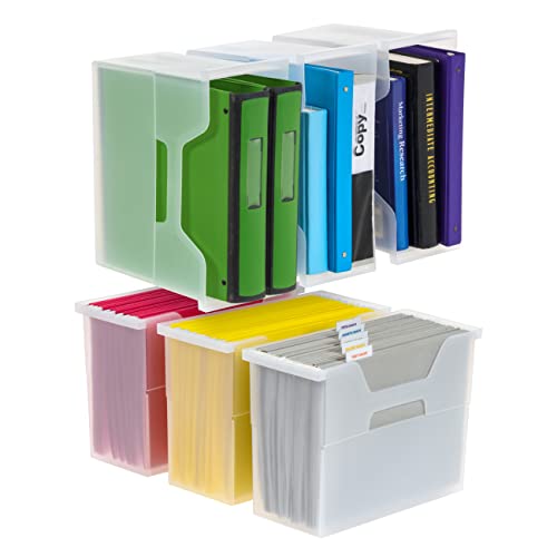 Iris OTFB-M Tragbare Schreibtisch-Ordner, seitliche Griffe, Hängeregistraturordner, Tabs und Einsätze, Briefgröße, Kunststoff, Transparent, Medium, 6 von Iris Ohyama