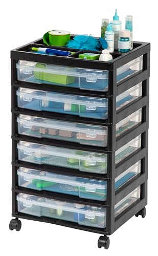 IRIS 6-Tier Cart, Black Rollwagen mit 6 Fächern für Sammelalben, mit Organizer-Oberseite, Kunststoff, Schwarzer Rahmen IRIS 6-Tier Cart, Black Rollwagen mit 6 Fächern für Sammelalben, mit Organizer-Oberseite, Kunststoff, Schwarzer Rahmen von Iris Ohyama