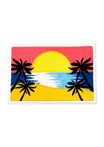 Sonnenuntergang Patch | Aufbügler | Aufnäher | Stickerei | DIY | für Jacken, Hemden, Rucksäcke | Landschaft Strand Vintage von CREATOR