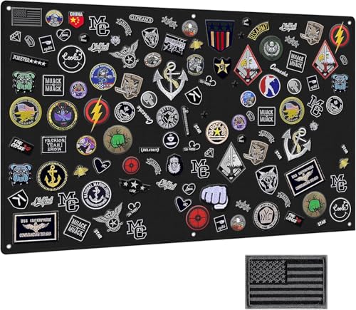 IronSeals Tactical Patch Organizer Halter Display mit Schlaufenoberfläche, Stahlring und Flaggen-Patch (L: 110 x 70 cm, Schwarz) von IronSeals