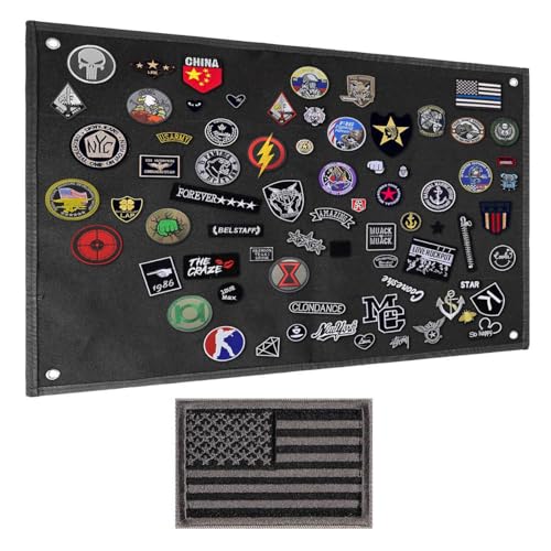 IronSeals Taktischer Board-Patch-Organizer mit Schlaufenoberfläche, Stahlring und Flaggenaufnäher (S: 60 x 45 cm, schwarz + Flaggenaufnäher) von IronSeals