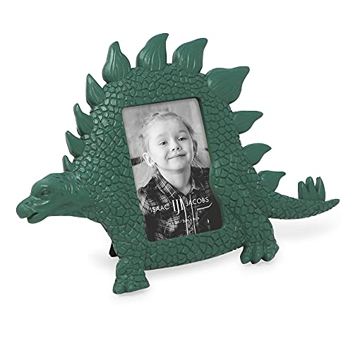 Isaac Jacobs Bilderrahmen aus Kunstharz, 5,1 x 7,6 cm, mit Staffelei und Aufhängelaschen für Tischplatte, Schreibtisch und Wand (Stegosaurus, grün) von Isaac Jacobs