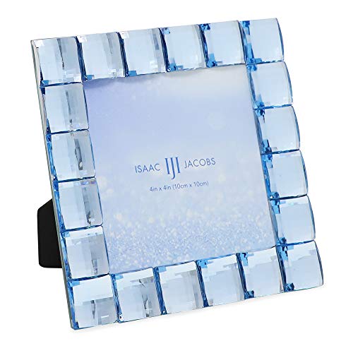 Isaac Jacobs Dekorativer Fotorahmen, funkelnder hellblauer Schmuckstein, Foto-Display und Heimdekoration (10 x 10 cm, hellblau) von Isaac Jacobs