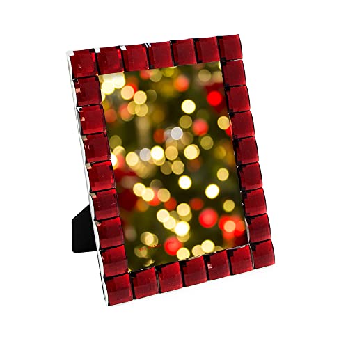 Isaac Jacobs Dekorativer glitzernder Schmuckstein-Bilderrahmen, Foto-Display und Heimdekoration, 12,7 x 17,8 cm, Dunkelrot Isaac Jacobs Dekorativer glitzernder Schmuckstein-Bilderrahmen, Foto-Display und Heimdekoration, 12,7 x 17,8 cm, Dunkelrot von Isaac Jacobs