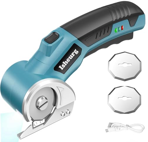 Isheurg Kartonschneider Elektrisch,Elektrische Schere,Akkuschere Tragbar Rollschneider Akku-Universalschneider Rotationsschneider - 2 Elbstschärfender Klinges - für Papier,Pappe,Teppich,Leder,Filz Isheurg Kartonschneider Elektrisch,Elektrische Schere,Akkuschere Tragbar Rollschneider Akku-Universalschneider Rotationsschneider - 2 Elbstschärfender Klinges - für Papier,Pappe,Teppich,Leder,Filz von Isheurg