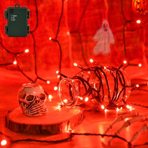 Halloween Lichterkette Außen Batterie, Isisyu 3M 30 LED Rot Lichterkette Batteriebetrieben mit 6 Stunden Timer, IP65 Wasserdicht Halloween Deko für Spinnenetz, Spukhaus, Hof, Horror Party, Weihnachten Halloween Lichterkette Außen Batterie, Isisyu 3M 30 LED Rot Lichterkette Batteriebetrieben mit 6 Stunden Timer, IP65 Wasserdicht Halloween Deko für Spinnenetz, Spukhaus, Hof, Horror Party, Weihnachten von Isisyu