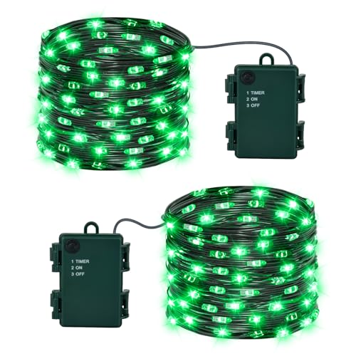Isisyu 2 Stück Halloween Lichterkette Batterie, 5M 50 LED Grün Micro Lichterkette Batteriebetrieben mit Timer, IP65 Wasserdicht Halloween Deko Outdoor für Kamin, Baum, Zimmer, Garten, Weihnachten Isisyu 2 Stück Halloween Lichterkette Batterie, 5M 50 LED Grün Micro Lichterkette Batteriebetrieben mit Timer, IP65 Wasserdicht Halloween Deko Outdoor für Kamin, Baum, Zimmer, Garten, Weihnachten von Isisyu