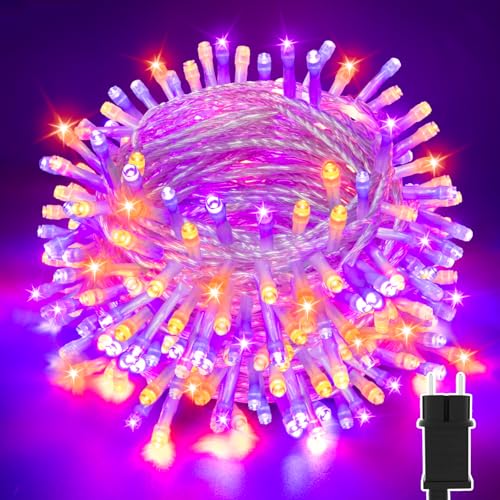 Isisyu Halloween Lichterkette Außen Timer 30M 300 LED Orange Lila Halloween Deko Lichterkette Strom mit Speicherfunktion, 8 Modi Wasserdicht Outdoor Beleuchtung für Garten Balkon Hallowe'en Dekoration Isisyu Halloween Lichterkette Außen Timer 30M 300 LED Orange Lila Halloween Deko Lichterkette Strom mit Speicherfunktion, 8 Modi Wasserdicht Outdoor Beleuchtung für Garten Balkon Hallowe'en Dekoration von Isisyu