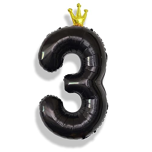 3. Geburtstag Zahl Luftballon für Mädchen, Große Schwarz Krone Folienballon 0–9 Set, 40 Zoll Zahlen 3 Ballon für Kinder Jungen Geburtstag Party Deko 3 Jubiläum Party Dekoration, Fliegt mit Helium 3. Geburtstag Zahl Luftballon für Mädchen, Große Schwarz Krone Folienballon 0–9 Set, 40 Zoll Zahlen 3 Ballon für Kinder Jungen Geburtstag Party Deko 3 Jubiläum Party Dekoration, Fliegt mit Helium von Isndare