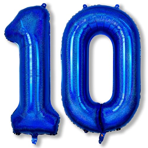 Luftballon 10. Geburtstag für Kinder, Große Navy Blau Marineblau Zahl 10 Folienballon Deko, 40 Zoll Helium Dunkelblau Zahlen 10 Ballon für Mädchen Jungen 10 Jahre Geburtstag Jubiläum Party Dekoration von Isndare