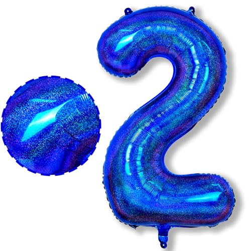 Luftballon Zahlen 2 Marineblau Geburtstagdeko, Dunkelblau Riesen 2 Zahl Ballon Deko, 40 Zoll Navy Blau Zahl Folienballon für Junge 2. Geburtstag Herren Jubiläum Party Dekoration, Fliegt mit Helium von Isndare