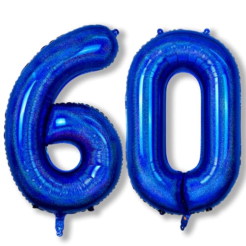Riesen Marineblau 60 Luftballon für Herren, 40 Zoll Navy Blau Helium 60 Zahlenluftballons Geburtstagdeko, Dunkelblau Zahl 60 Folienballon für Frau 60. Geburtstag Party Deko Jubiläum Party Dekoration von Isndare