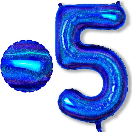 5. Geburtstag Zahlen Ballon für Jungen, Dunkelblau Navy Blau Große Folienballon, 40 Zoll Marineblau Zahl 5 Luftballon für Mädchen 5 Jahre Geburtstagdeko Jubiläum Party Dekoration, Fliegt mit Helium von Isndare
