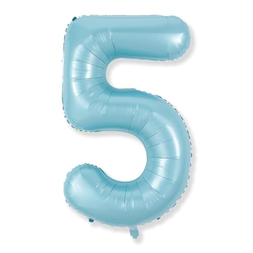 5. Geburtstag Zahlen Ballon für Kinder, Große Mylar Folienballon Zahlenluftballons Geburtstagsdeko, 40 Zoll Blau Zahl 5 Luftballon für Jungen Geburtstag Party Jubiläum Party Deko, Fliegt mit Helium von Isndare