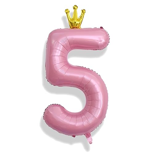 5. Geburtstag Zahlen Ballon für Mädchen, Große Folienballon 0–9 Set Zahlenluftballons, 40 Zoll Perl Rosa Krone Zahl 5 Luftballon für Geburtstagsdeko Frau 5 Jubiläum Party Dekoration, Fliegt mit Helium 5. Geburtstag Zahlen Ballon für Mädchen, Große Folienballon 0–9 Set Zahlenluftballons, 40 Zoll Perl Rosa Krone Zahl 5 Luftballon für Geburtstagsdeko Frau 5 Jubiläum Party Dekoration, Fliegt mit Helium von Isndare
