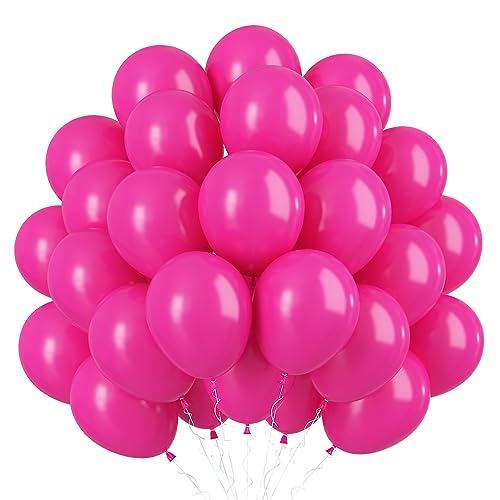 5Inch Knallrosa Luftballons 60pcs Kleine Matte Purpurrot Ballons Rosarot Latex Ballon Rosa Miniballons Runde Luftballon für Geburtstagsdeko Hochzeitsdeko von Isndare