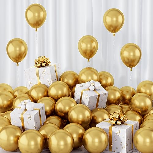 5Inch Metallisches Gold Luftballons 60pcs Kleine Chrom Gold Ballons Metallic Gold Latex Ballon Miniballons Runde Luftballon für Geburtstagsdeko Hochzeitsdeko von Isndare