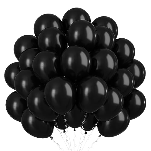 5Inch Schwarz Luftballons 60pcs Kleine Matte Schwarz Ballons Latex Ballon Schwarz Miniballons Runde Luftballon für Geburtstagsdeko Hochzeitsdeko Halloween von Isndare