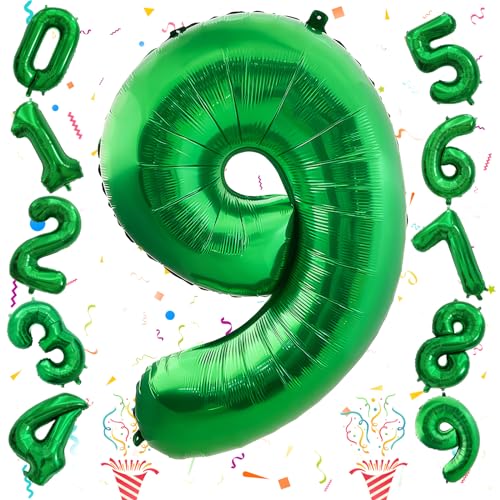 9. Geburtstag Grün Zahlen Luftballon für Kinder, Große Helium Zahl luftballons 0–9, 40'' Dunkelgrün 9 Folienballon für Jungen Mädchen Geburtstag Party Deko Frauen Dinosaurier Jungle Party Dekoration 9. Geburtstag Grün Zahlen Luftballon für Kinder, Große Helium Zahl luftballons 0–9, 40'' Dunkelgrün 9 Folienballon für Jungen Mädchen Geburtstag Party Deko Frauen Dinosaurier Jungle Party Dekoration von Isndare