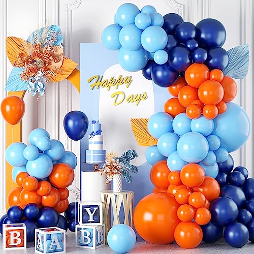 Blau Luftballon Girlande Marineblau Orange Luftballons 100 Stück Hellblau Orange Latex Ballons für Kinder Geburtstag Party Dekoration Hochzeitstag… von Isndare