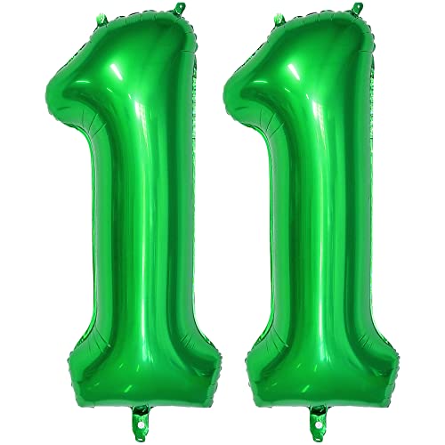 Isndare 40 Zoll Luftballon Geburtstag Zahl 11, Riesige Dunkelgrün Folienballon, Helium Zahlenballon für Junge Mädchen Geburtstag, Hochzeit, Jubiläum Party Dekoration(Digital 11) von Isndare
