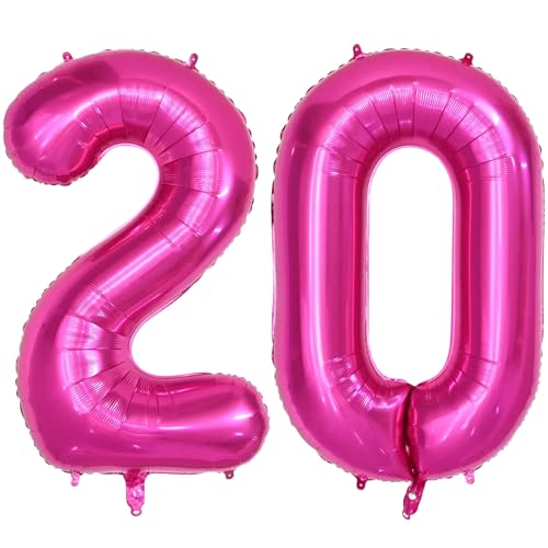 Isndare 40 Zoll Luftballon Geburtstag Zahl 20, Riesige Pink Folienballon, Helium Zahlenballon für Junge Mädchen Geburtstag, Hochzeit, Jubiläum Party Dekoration(Digital 20) von Isndare
