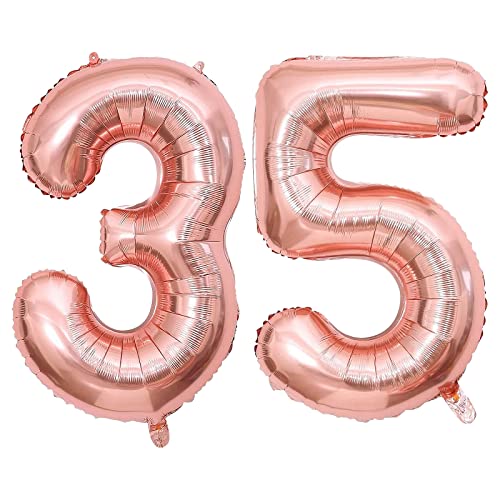 40 Zoll Luftballon Geburtstag Zahl 35, Riesige Roségold Folienballon, Helium Zahlenballon für Junge Mädchen Geburtstag, Hochzeit, Jubiläum Party Dekoration(Digital 35) von Isndare