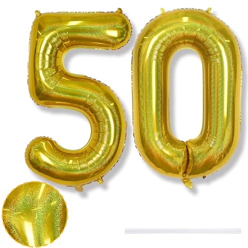 Laser Gold Zahl Luftballons 50, Folienballon 50 Riesen Zahlenballon für 50 Jahre Geburtstagdeko, 40 Zoll Helium Zahlen 50 Goldene Ballons für Frau 50. Geburtstag Deko Herren Jubiläum Party Dekoration Laser Gold Zahl Luftballons 50, Folienballon 50 Riesen Zahlenballon für 50 Jahre Geburtstagdeko, 40 Zoll Helium Zahlen 50 Goldene Ballons für Frau 50. Geburtstag Deko Herren Jubiläum Party Dekoration von Isndare