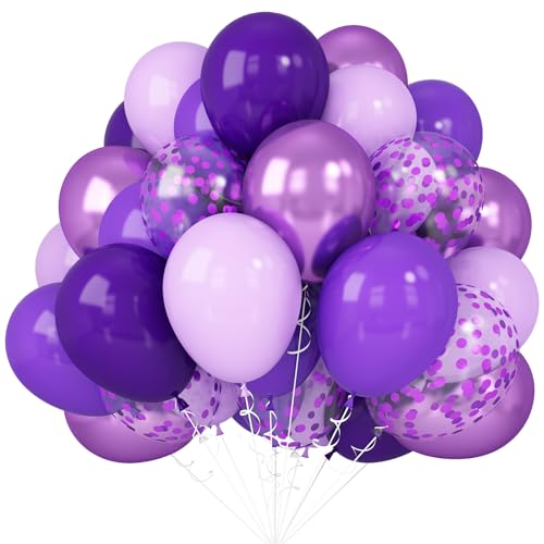 Lila Luftballons Set 50Stück 12Zoll Metallisch Violett Ballons Pastell Lila Latex Ballon Lila Konfetti Dunkelviolett Luftballon Lavendel Flieder Geburtstag Party Dekorationen Braut Dusche Hochzeit von Isndare