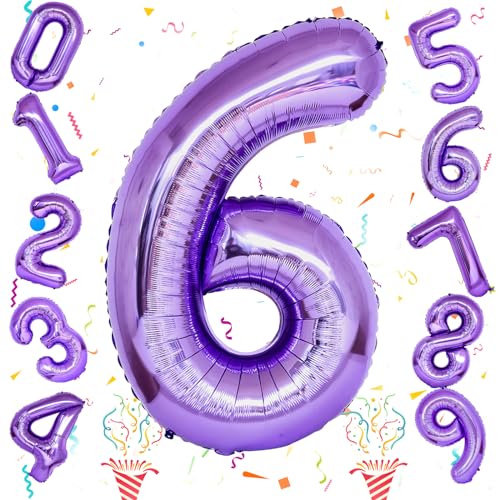 Luftballon 6. Geburtstag Deko für Mädchen, 40 Zoll Lila Mylar Luftballon Zahl 6, Riesen Helium Folienballon Zahlen Ballon 6 für Kinder Geburtstagdeko Party Babyparty Deko Jubiläum Dekoration Luftballon 6. Geburtstag Deko für Mädchen, 40 Zoll Lila Mylar Luftballon Zahl 6, Riesen Helium Folienballon Zahlen Ballon 6 für Kinder Geburtstagdeko Party Babyparty Deko Jubiläum Dekoration von Isndare