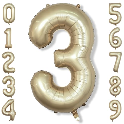 Metallic Gold Luftballon Zahl 3, 40" Champagner Gold Folienballon Zahlen 3, Zahlenballon 3. Geburtstag für Mädchen, Hell Gold 3 Helium Ballon zum Frau Mann Junge Geburtstagsdeko Jubiläum Party Deko Metallic Gold Luftballon Zahl 3, 40" Champagner Gold Folienballon Zahlen 3, Zahlenballon 3. Geburtstag für Mädchen, Hell Gold 3 Helium Ballon zum Frau Mann Junge Geburtstagsdeko Jubiläum Party Deko von Isndare