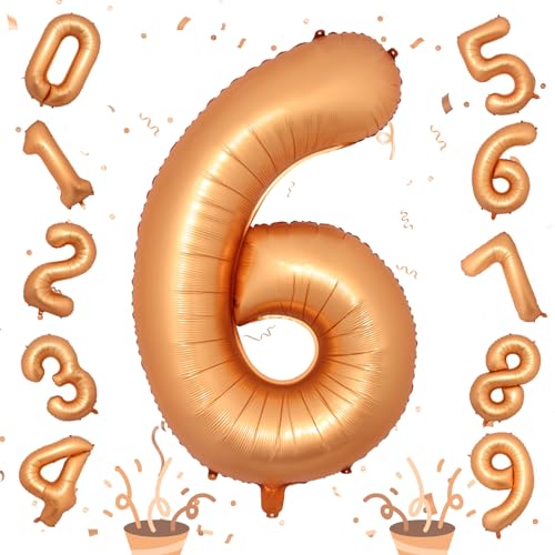 Orange Zahl Luftballon 6 Deko, Folienballon Große 0–9 Set Zahlenballon, 40 Zoll 6 Zahlen Ballon für Jungen Mädchen Kinder 6. Geburtstag Party Deko Herren 6 Jubiläum Party Dekoration, Fliegt mit Helium Orange Zahl Luftballon 6 Deko, Folienballon Große 0–9 Set Zahlenballon, 40 Zoll 6 Zahlen Ballon für Jungen Mädchen Kinder 6. Geburtstag Party Deko Herren 6 Jubiläum Party Dekoration, Fliegt mit Helium von Isndare