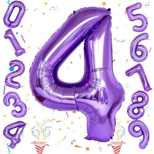 Riesen 4 Luftballon Zahl, 40'' Lila 4 Luftballon Deko, Folienballon 0–9 Geburtstagsdeko für Kinder Mädchen 4. Geburtstagr Party Deko Frauen 4 Hochzeiten Jubiläum Party Dekoration, Fliegt mit Helium Riesen 4 Luftballon Zahl, 40'' Lila 4 Luftballon Deko, Folienballon 0–9 Geburtstagsdeko für Kinder Mädchen 4. Geburtstagr Party Deko Frauen 4 Hochzeiten Jubiläum Party Dekoration, Fliegt mit Helium von Isndare