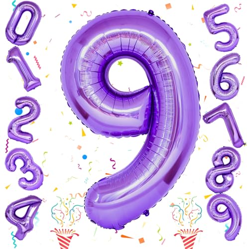Riesen Luftballon Zahl 9, 40 Zoll Lila Mylar 9 Luftballon Deko, Folienballon Geburtstagsdeko für Kinder 9. Geburtstagr Party Deko 9 Hochzeiten Mädchen Jubiläum Party Dekoration, Fliegt mit Helium Riesen Luftballon Zahl 9, 40 Zoll Lila Mylar 9 Luftballon Deko, Folienballon Geburtstagsdeko für Kinder 9. Geburtstagr Party Deko 9 Hochzeiten Mädchen Jubiläum Party Dekoration, Fliegt mit Helium von Isndare