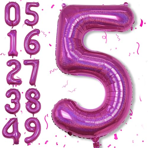Zahlen Ballon 5. Geburtstag für Kinder, Laser Rosa Große Folienballon Zahl 5 Deko, 40 Zoll Laser Pink Zahl 5 Luftballon für Mädchen 5 Jahre Geburtstagdeko Jubiläum Party Dekoration, Fliegt mit Helium Zahlen Ballon 5. Geburtstag für Kinder, Laser Rosa Große Folienballon Zahl 5 Deko, 40 Zoll Laser Pink Zahl 5 Luftballon für Mädchen 5 Jahre Geburtstagdeko Jubiläum Party Dekoration, Fliegt mit Helium von Isndare
