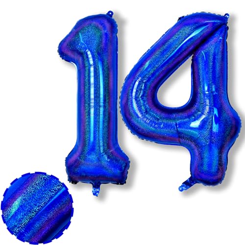 Zahlen Luftballon 14. Geburtstag für Kinder, Navy Blau Marineblau Große Helium Zahl 14 Luftballons, 40'' Dunkelblau 14 Folienballon für Jungen Mädchen Geburtstag Party Deko Jubiläum Party Dekoration von Isndare