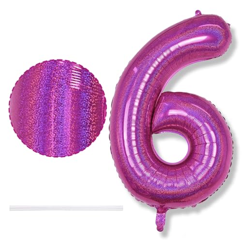 Zahlen Luftballon 6 Laser Hot Pink von Isndare