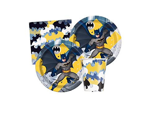Isola Party Umweltfreundliches Batman-Geburtstagsparty-Set (16 Teller, 16 Tassen, 16 Servietten) von Isola Party