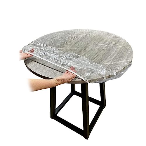 PVC-Tischdecke, rund, elastisch, transparent, mit Kanten, Tischdecken, Kunststoff-Esstischdecke, 114,140 cm von IsolaY