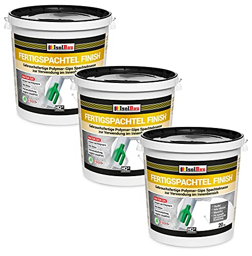 Isolbau Fertigspachtel Finish 60 kg, Glättspachtel Fugenspachtel, Gebrauchsfertige Polymer-Gips Fertig-Spachtelmasse für innen, Weiß Q1-Q11 Isolbau Fertigspachtel Finish 60 kg, Glättspachtel Fugenspachtel, Gebrauchsfertige Polymer-Gips Fertig-Spachtelmasse für innen, Weiß Q1-Q11 von Isolbau