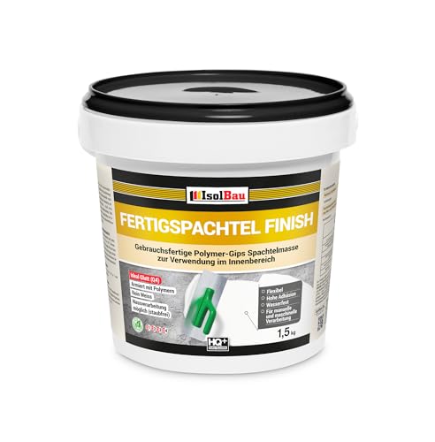 Isolbau Fertigspachtel Finish Q1-Q4 - Gebrauchsfertige Polymer-Gips Fertig-Spachtelmasse für innen - 1 kg Eimer, Weiß von Isolbau