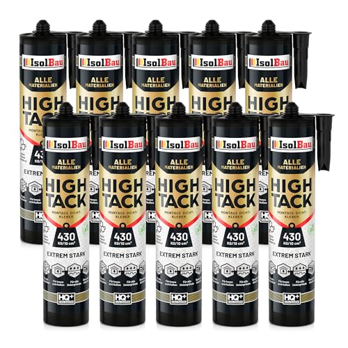 Isolbau Montage-Kleber Extra Stark High Tack - 10 x 530 g - Alleskleber für Innen- & Außenbereich - Baukleber Hybrid MS Polymer - Extrem Stark - 430 kg / 10 cm² - Weiß Isolbau Montage-Kleber Extra Stark High Tack - 10 x 530 g - Alleskleber für Innen- & Außenbereich - Baukleber Hybrid MS Polymer - Extrem Stark - 430 kg / 10 cm² - Weiß von Isolbau