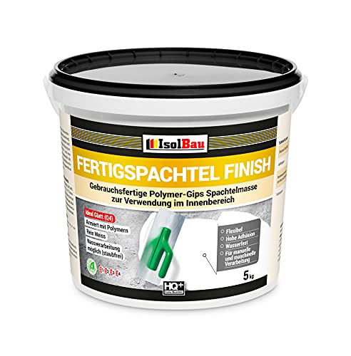 Isolbau Fertigspachtel Finish Q1-Q4 - Gebrauchsfertige Polymer-Gips Fertig-Spachtelmasse für innen - 5 kg Eimer, Weiß von Isolbau