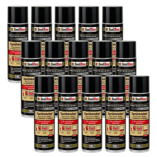 Isolbau Sprühkleber 15 x 500 ml - Extra starker Kleber für Heimwerk & Industrie - Klebe-Spray für Schaumstoff, Holz, Stoff, Leder, Filz uvm Isolbau Sprühkleber 15 x 500 ml - Extra starker Kleber für Heimwerk & Industrie - Klebe-Spray für Schaumstoff, Holz, Stoff, Leder, Filz uvm von Isolbau