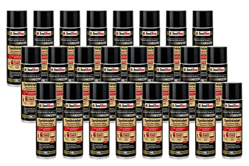 Isolbau Sprühkleber 24 x 500 ml - Extra starker Kleber für Heimwerk & Industrie - Klebe-Spray für Schaumstoff, Holz, Stoff, Leder, Filz uvm von Isolbau